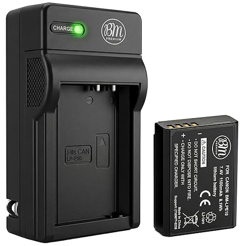 BM Premium LP-E10 Battery and Charger Kit for Canon EOS Rebel T3, T5, T6, T7, T100, Kiss X50, Kiss X70, EOS 1100D, EOS 1200D, EOS 1300D, EOS 2000D