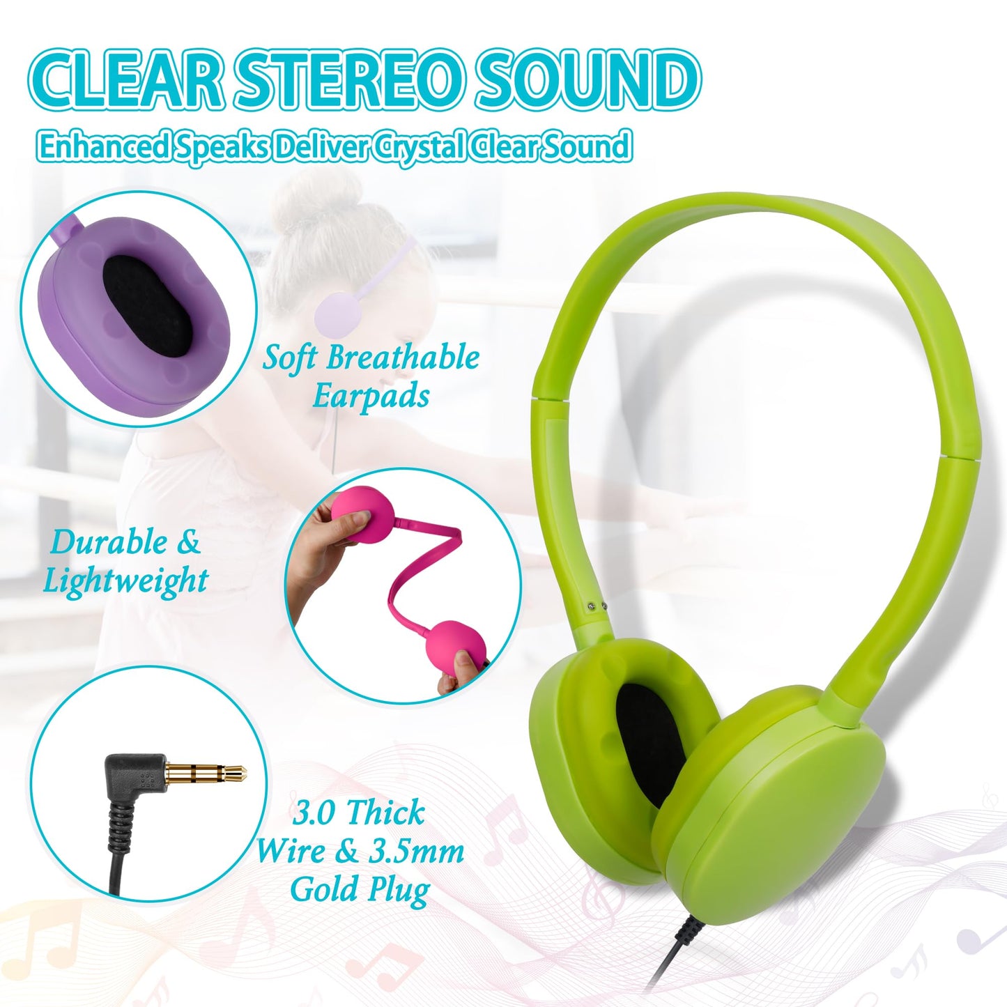 TJZXGUI Headphones Bulk 24 Pack for Classroom School,Wholesale Earphones Class Set for Students Teens and Adult Multi Color (12 Colors)
