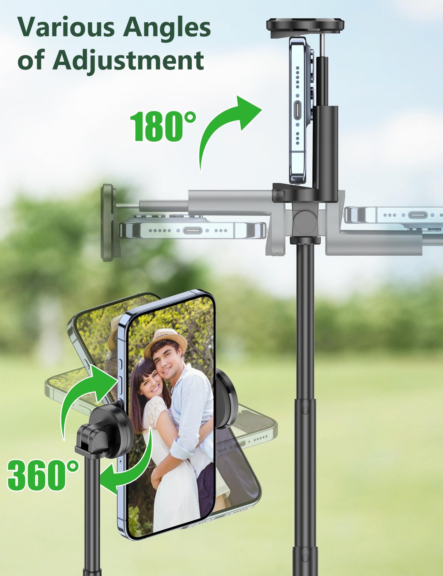 52" Selfie Stick Tripod, Aluminum All-in-1 Extendable Cell Phone Tripod Stand with Remote, 360° Rotate Lightweight & Portable Travel Tripod for Cell