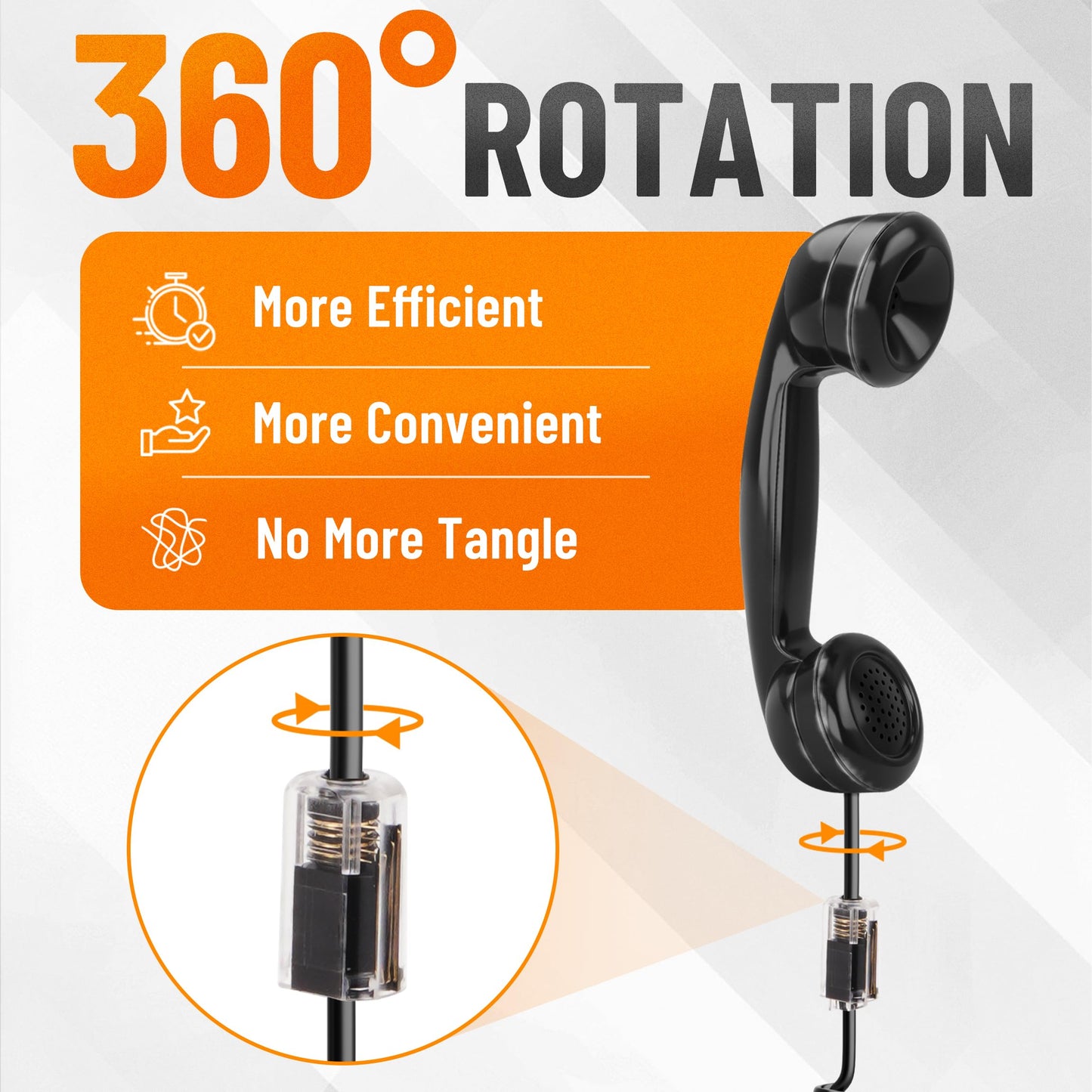 Uvital Telephone Cord Detangler, Anti-Tangle Telephone Handset Cable 360 Degree Rotating Landline Swivel Cord Untangler Black (2 Pack)