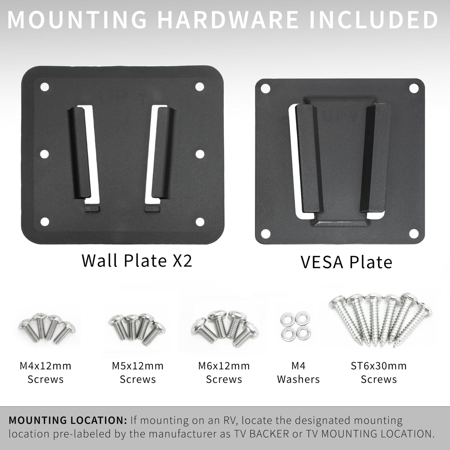 VIVO Anti-Rust Quick Release Plastic Polymer RV TV Mount Set for Screens up to 43 inches and 30 lbs, Low Profile, 2 Wall Plates 1 VESA Bracket,