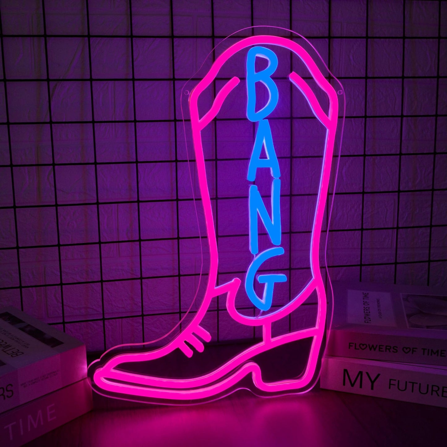 Western Bang Cowboy Boots Neon Sign for Wall Decor Dimmable LED Cowgirl Neon Light Decor for Music Fans Ideal for Country Themed Rooms and Gifts(11 *
