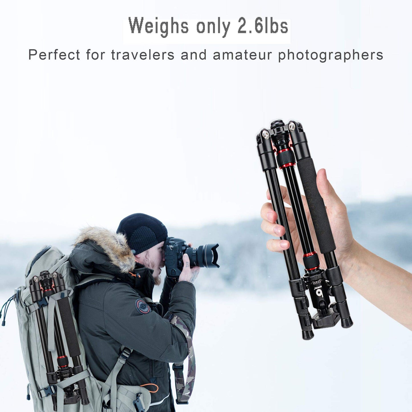 BONFOTO B690A Camera Tripod for Travel,Lightweight Aluminum Portable DSLR Tripod with 360 Degree Ball Head and Carry Bag, Camera Stand for Ring Light
