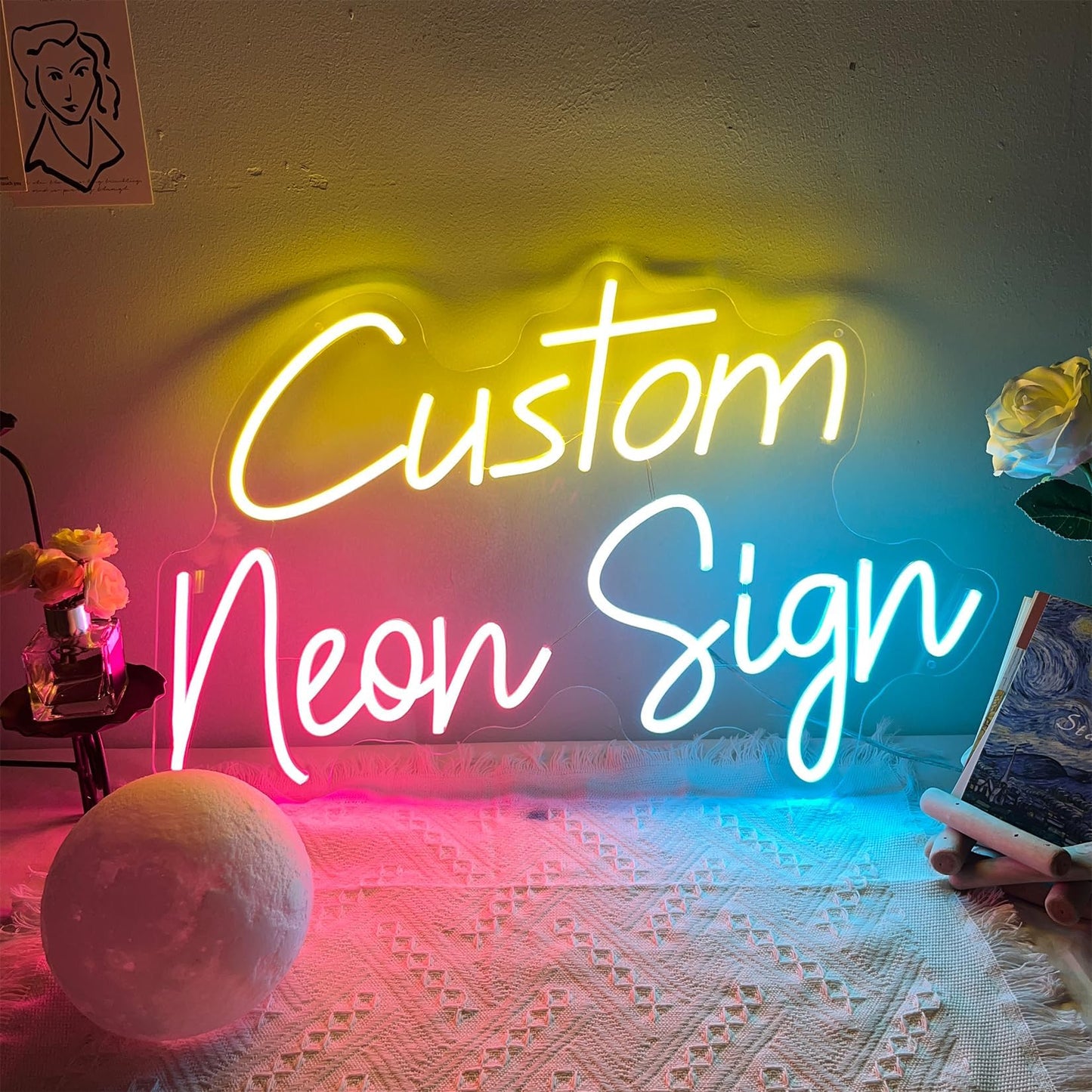 CFCHNWS Custom Neon Signs, Personalized Neon Sign Customizable for Wall Decor, Led Sign Custom Neon Name Sign for Wedding Party Gifts Nails Shop Logo