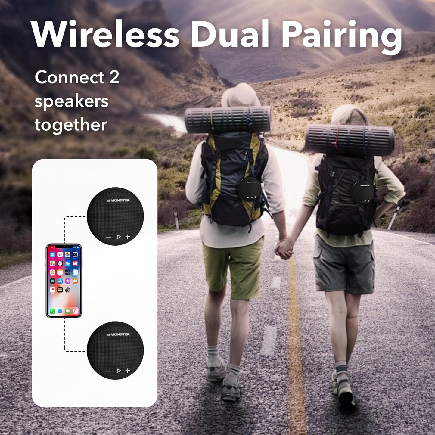 Monster Bluetooth Speaker, IPX8 Shower Speaker Waterproof, Bluetooth 5.4 with Loud HD Sound and Robust Bass, Extra Long Playtime Punchy, for Home