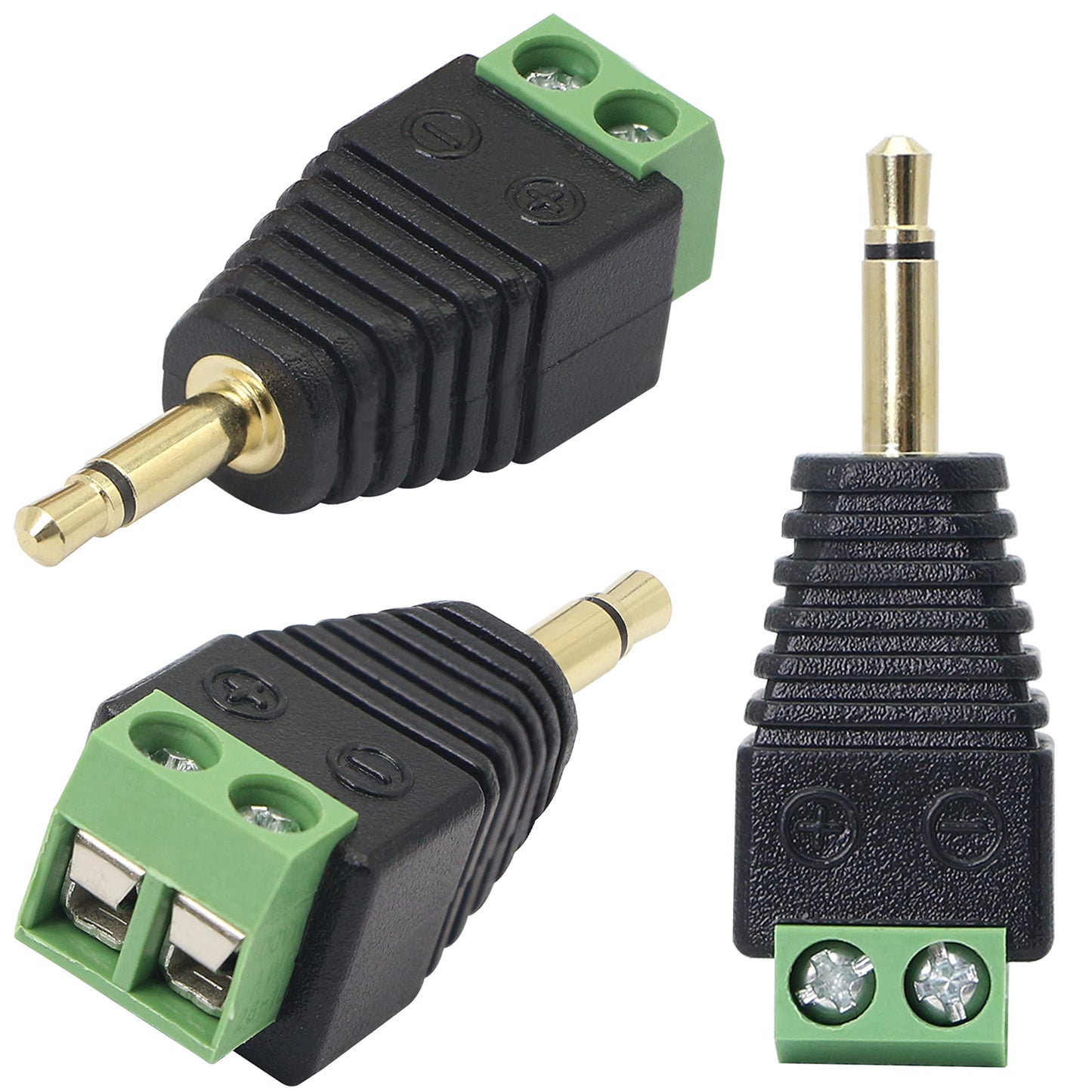 GELRHONR 3.5mm Mono Male to 2 Pin Screw Terminal, 1/8 Inch Stereo TS Audio Plug Screw Block Solderless Balun Connectors for Headphone Headset