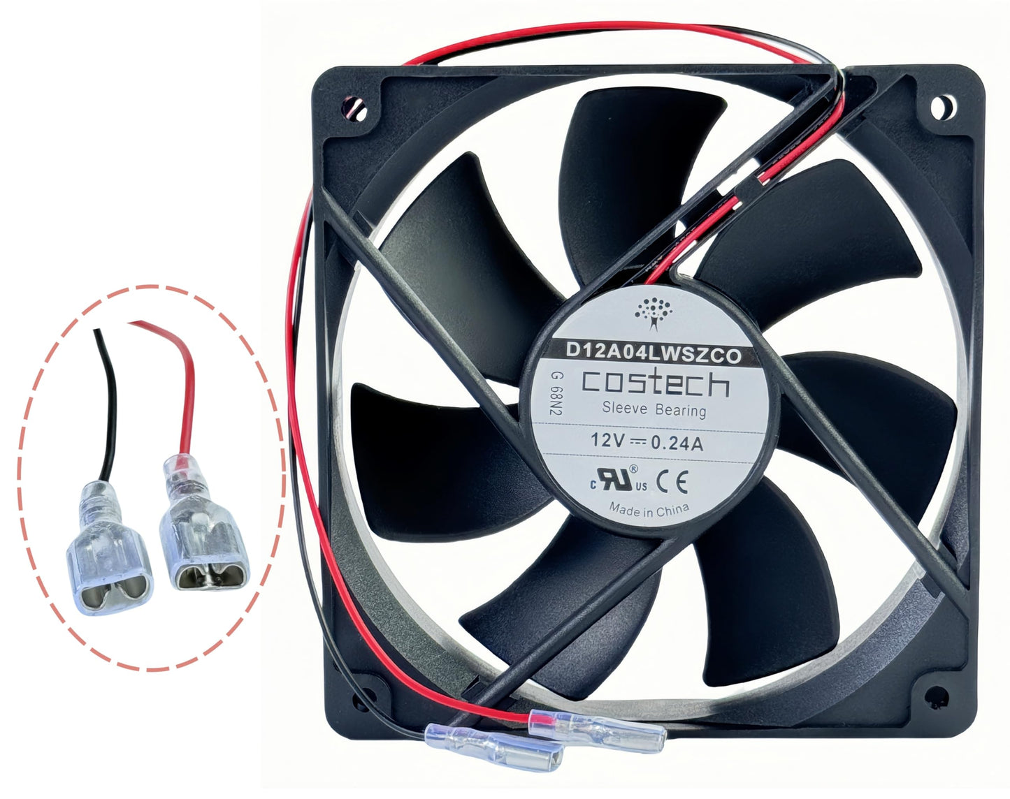 for COSTECH D12A04LWSZC0 Cooling Fan, 12V 0.24A 12025 120x120x25mm 2-Wire Cooling Fan