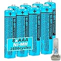 HIECTPRO BK-30AAABU NI-MH AAA Rechargeable Battery 1.2V 300mah 8Pack AAA NiMH Batteries for Panasonic Cordless Phones, Remote Controls, Electronics