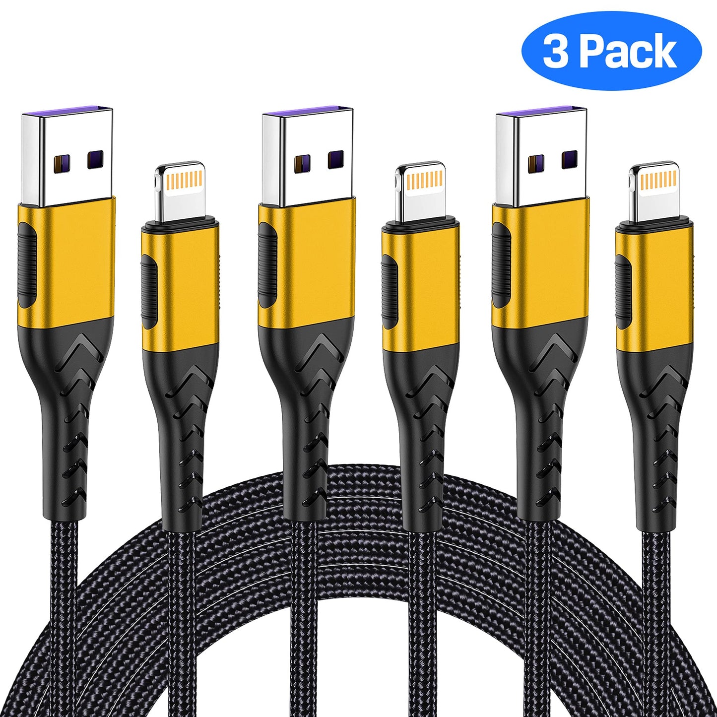 iPhone Charger, [Apple MFi Certified] 3Pack 6FT USB A Cable for Lightning Charger Cable, Fast iPhone Charging Cord Compatible with iPhone Xs…