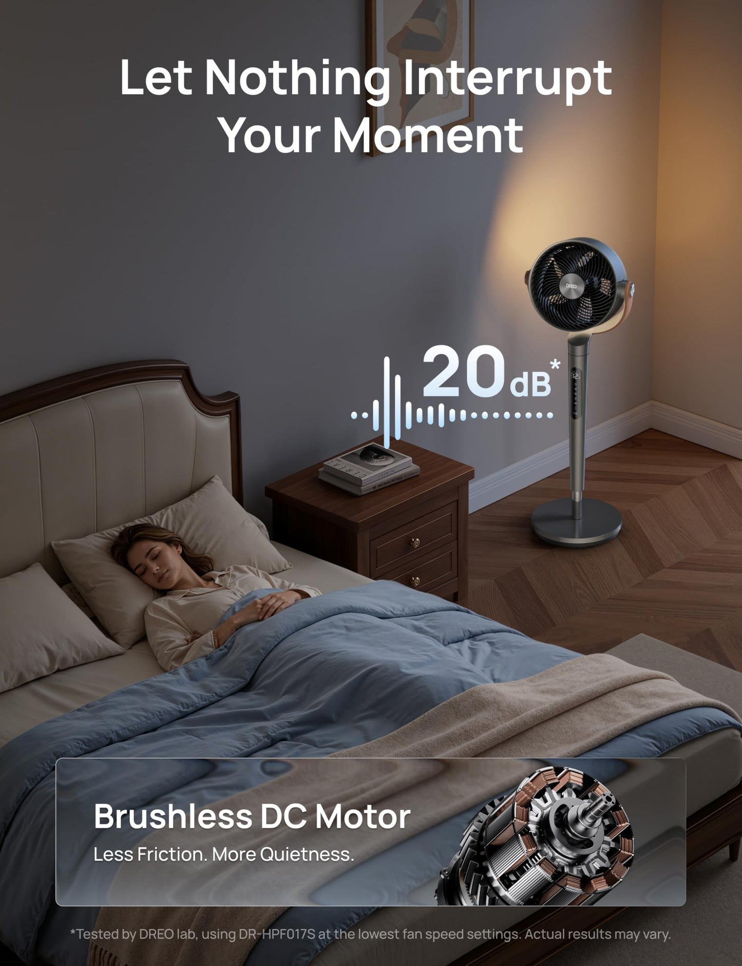 DREO Smart Fan for Bedroom, 120°+105° Omni-directional Oscillating, Quiet 20dB Fan, 100ft Air Circulator Pedestal Fan with DC Motor, 8 Speeds, 6