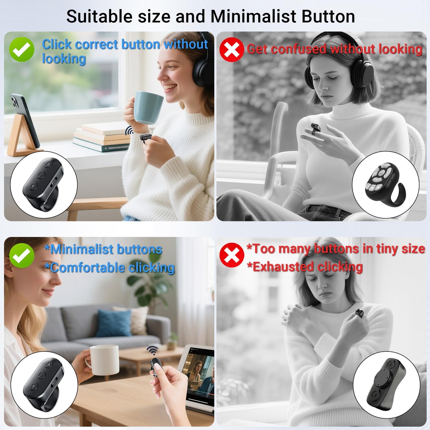 Scrolling Ring Remote for TikTok YouTube IG Shorts Video Landscape Portrait, Fingertip Wireless Scroller Page Turner Clicker for Kindle APP Compatible