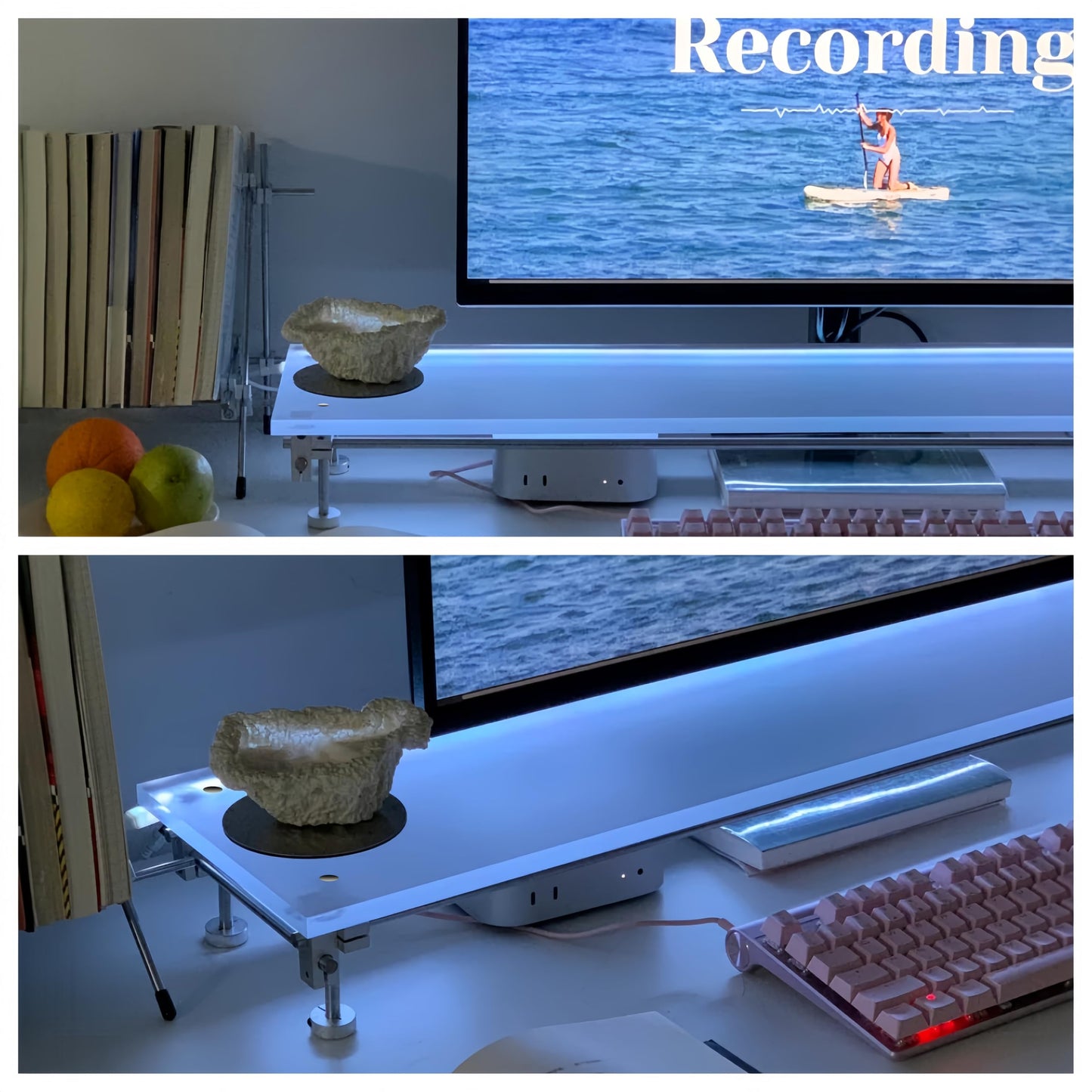 JIWINNER Desk Organizer and Accessories, Computer Monitor Stand for Desk, 31.5" Diy Acrylic Monitor Riser for Desk Accessories