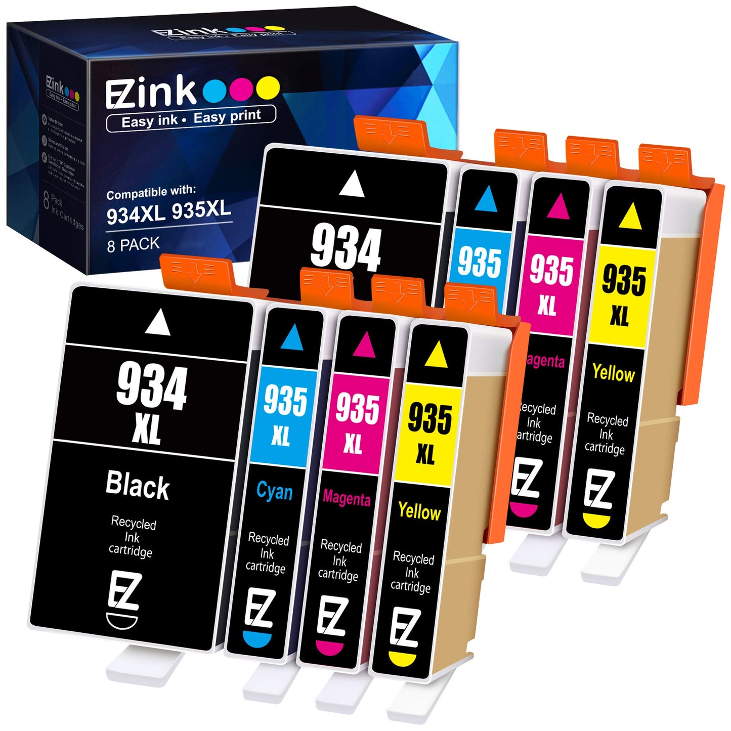 E-Z Ink (TM) Compatible Ink Cartridge Replacement for HP 934 XL 935 XL 934XL 935XL to use with Officejet 6230 6830 6815 6812 6835 6820 Printer (2