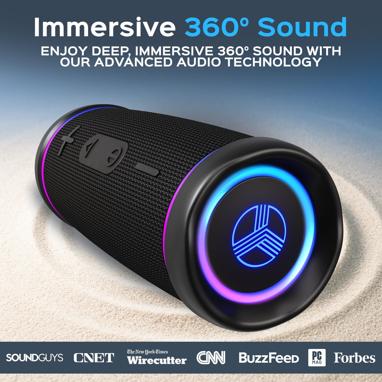 TREBLAB HD77 Portable Bluetooth Speaker - Loud 360° HD Surround Sound, Wireless Dual Pairing, 25W Powerful Bass, 20H Battery, Best for Outdoor Sports