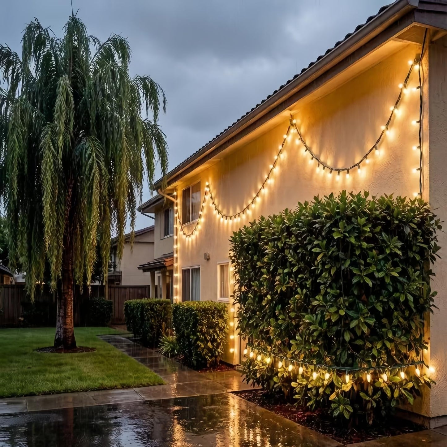 JinBest 150 LED Warm White Christmas Lights, UL Certified 22# Green Wire 50 Ft, Commercial Grade Decorative Lighting String, for Indoor and Outdoor
