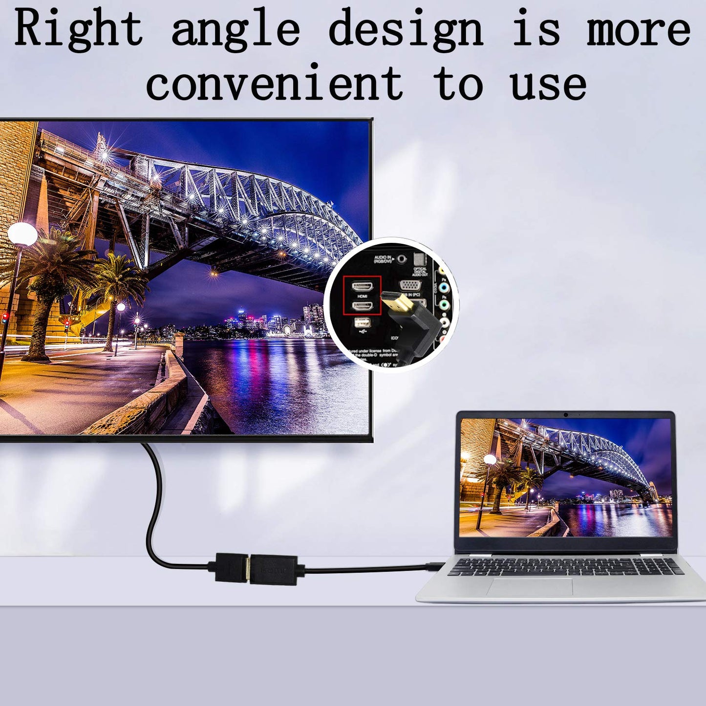 PNGKNYOCN 15CM HDMI Male to Male Short Cable, 90 Degree Downward Angle High Speed HDMI 2.0 Adapter Connector Cable Support 4k@60HZ KANGPING,