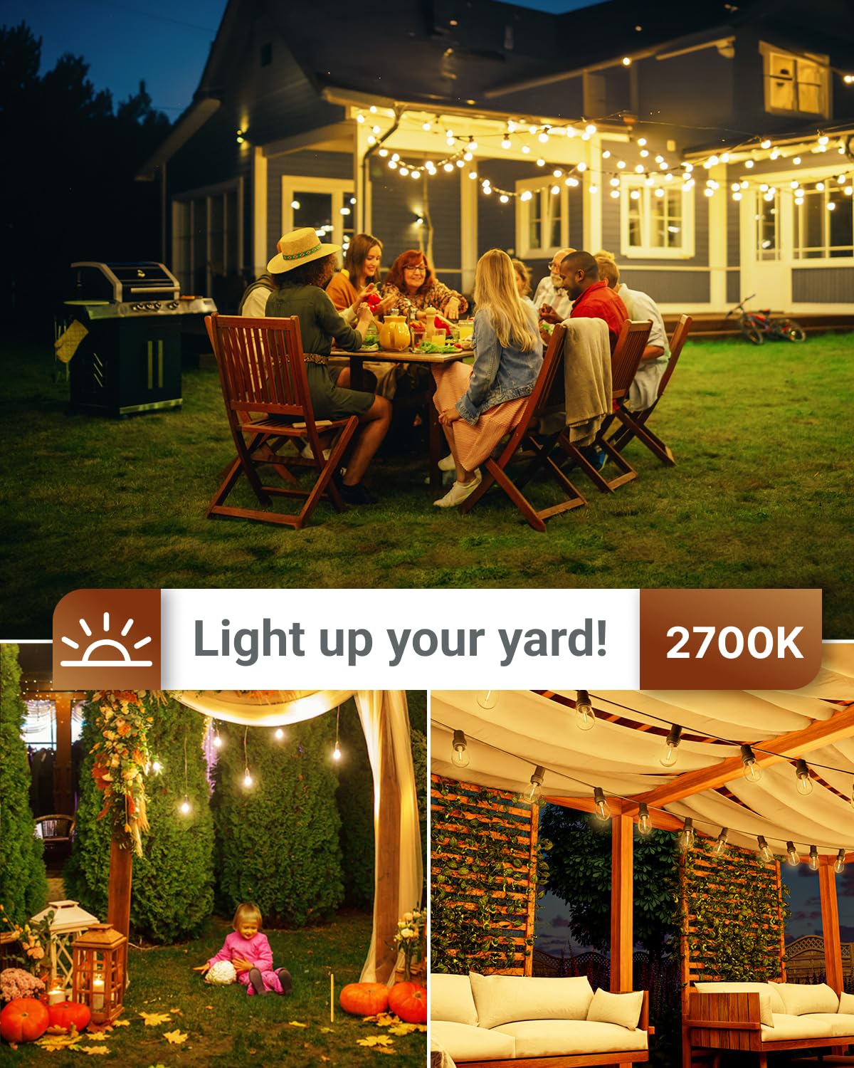 Sunco 12 Pack S14 LED String Light Bulbs, 1W=4W, 2700K Soft White