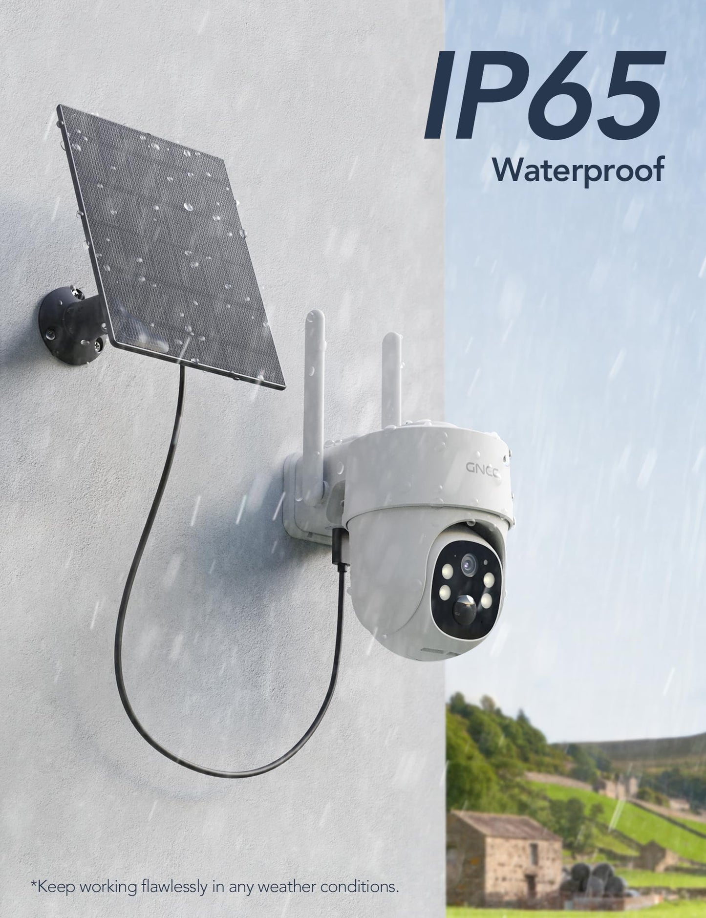 GNCC 4G LTE Cellular Security Camera, 2K Solar Outdoor Camera Wireless, No WiFi Security Camera, Color Night Vision, Spotlight, 2-Way Audio, PIR