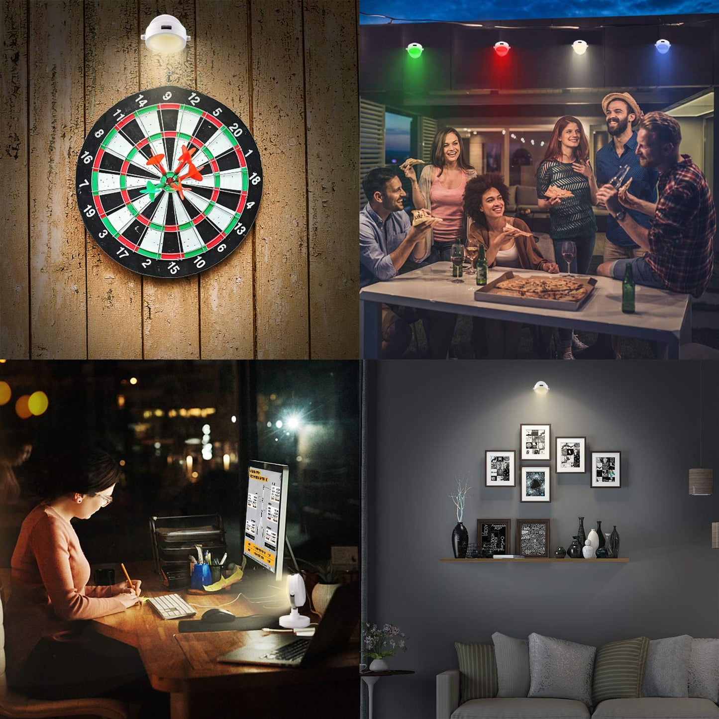 LUXSWAY Accent Lights LED Indoor SpotLights with 360° Rotate Head Puck Lights with 12 Color Changing Up Down Light Stick on for Dart Board Artwork