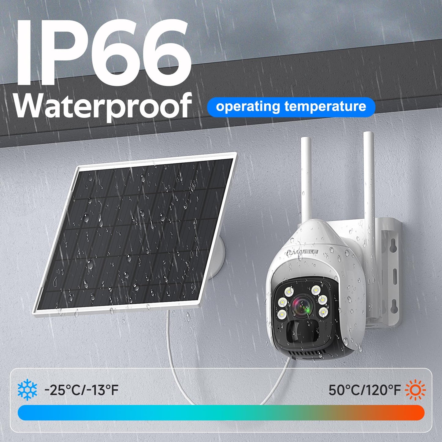 Solar Security Cameras Wireless Outdoor, 2K Pan/Tilt 360° WiFi Cameras for Home Security, Battery Powered Camera with Spotlights, Color Night