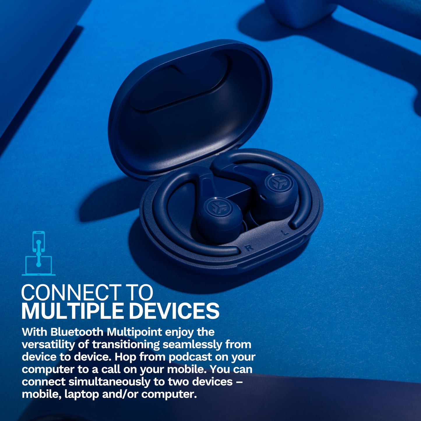 JLab, JBuds Sport ANC 4, True Wireless Earbuds, Active Noise Cancelling, Bluetooth, Multipoint Connect, Cobalt Blue