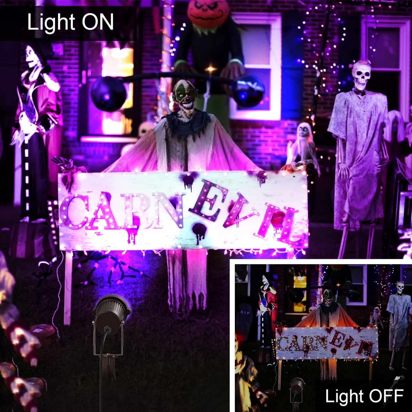 Landscape Lights Outdoor: Black Light Halloween LED Landscape Lighting for Tree Garden Yard Pathway Body Paint Fluorescent Poster | 110V UV Blacklight