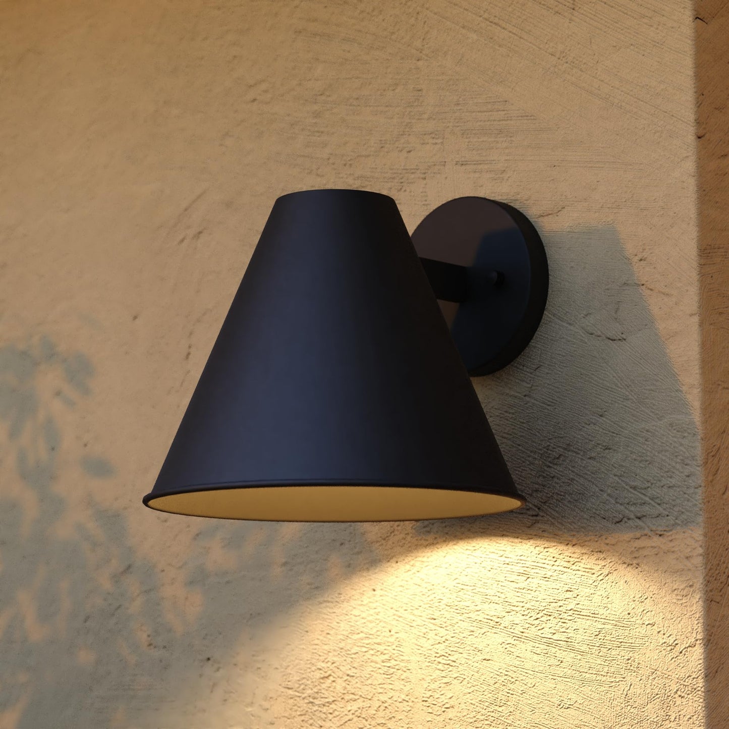 VAXCEL Smith 9 in. H 1-Light Textured Black Contemporary Outdoor Wall Sconce Made of Durable Steel, Metal Shade, LED Compatible, Dark Sky Compliant