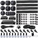 N NOROCME 192 PCS Cable Management Kit 4 Wire Organizer Sleeve,11 Cable Holder,35Cord Clips 10+2 Roll Cable Organizer Straps and 100 Fastening Cable