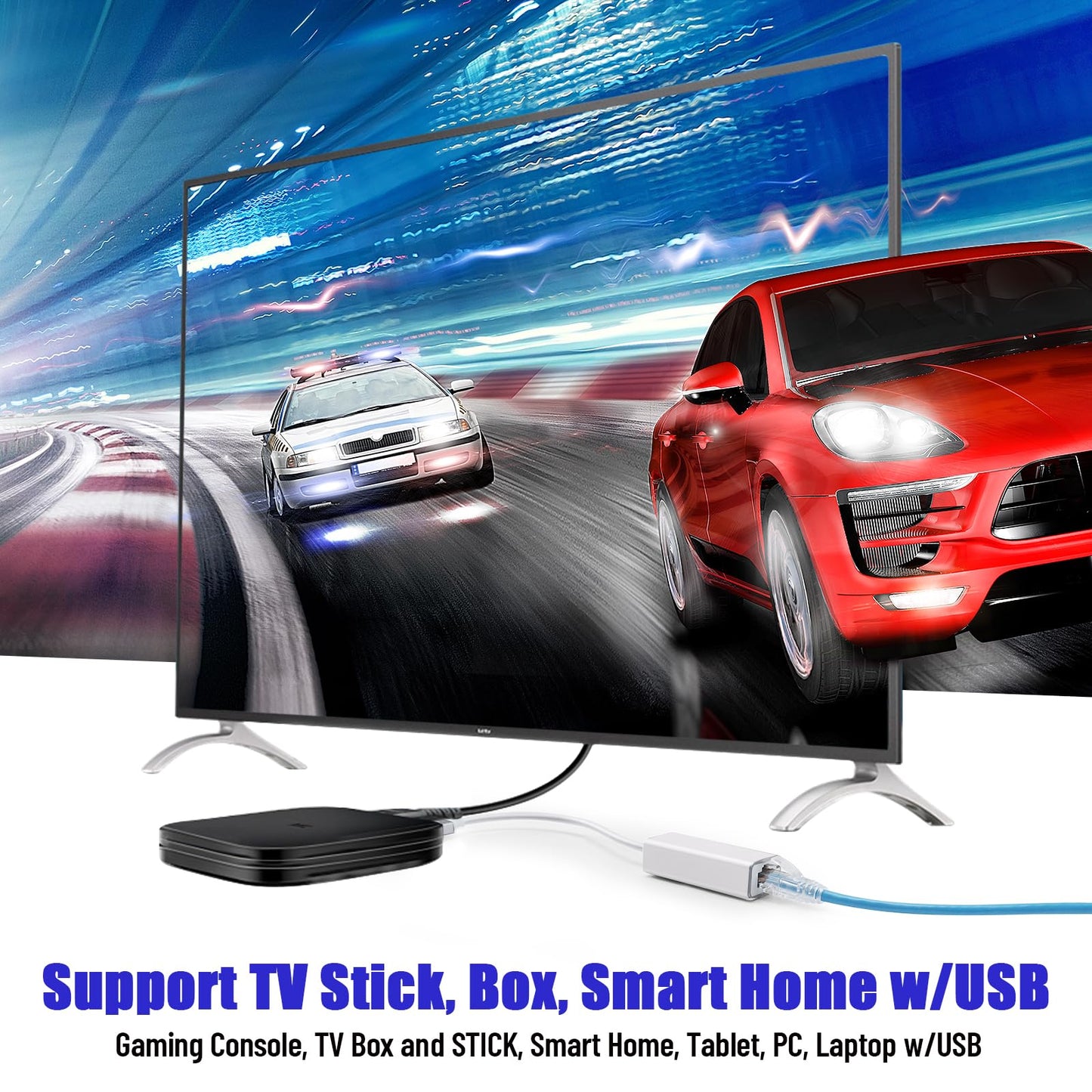 USB to Ethernet Adapter, Megabit Ethernet to USB Adapter for TV, Laptop