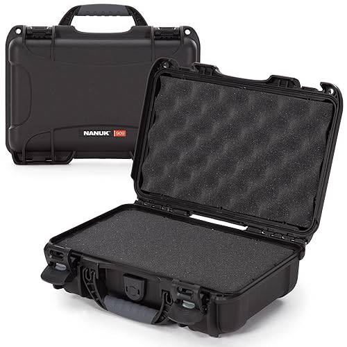 NANUK 909 Travel Hard Case with Customizable Cubed Foam - Waterproof Camera Case, 12.6” x 9” x 4.4”, Lightweight, Lockable, Dustproof
