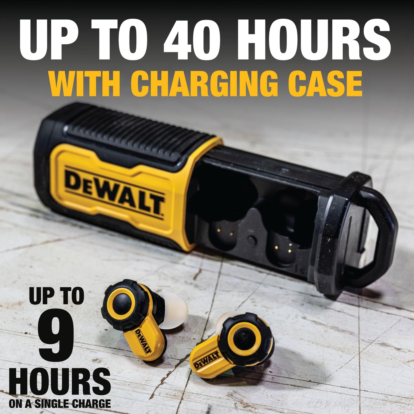 DEWALT Heavy Duty Bluetooth Jobsite Pro X2 ANC True Wireless Earbuds, Active Noise Cancelling Work Earbuds, Turn Dial Controls, 10Hr Runtime (40+…