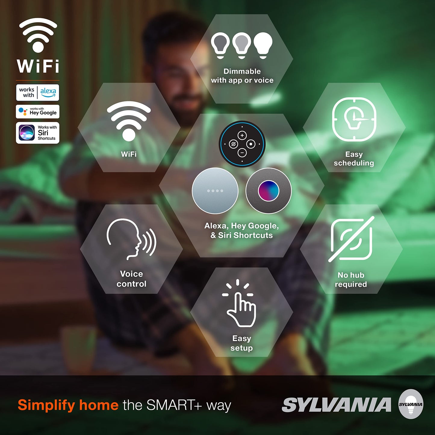 Sylvania WiFi LED Smart Light Bulb, 14.5W, Full Color and Tunable White A21, Dimmable, for Alexa, Siri Shortcuts, and Google Home Only - 1 Pack