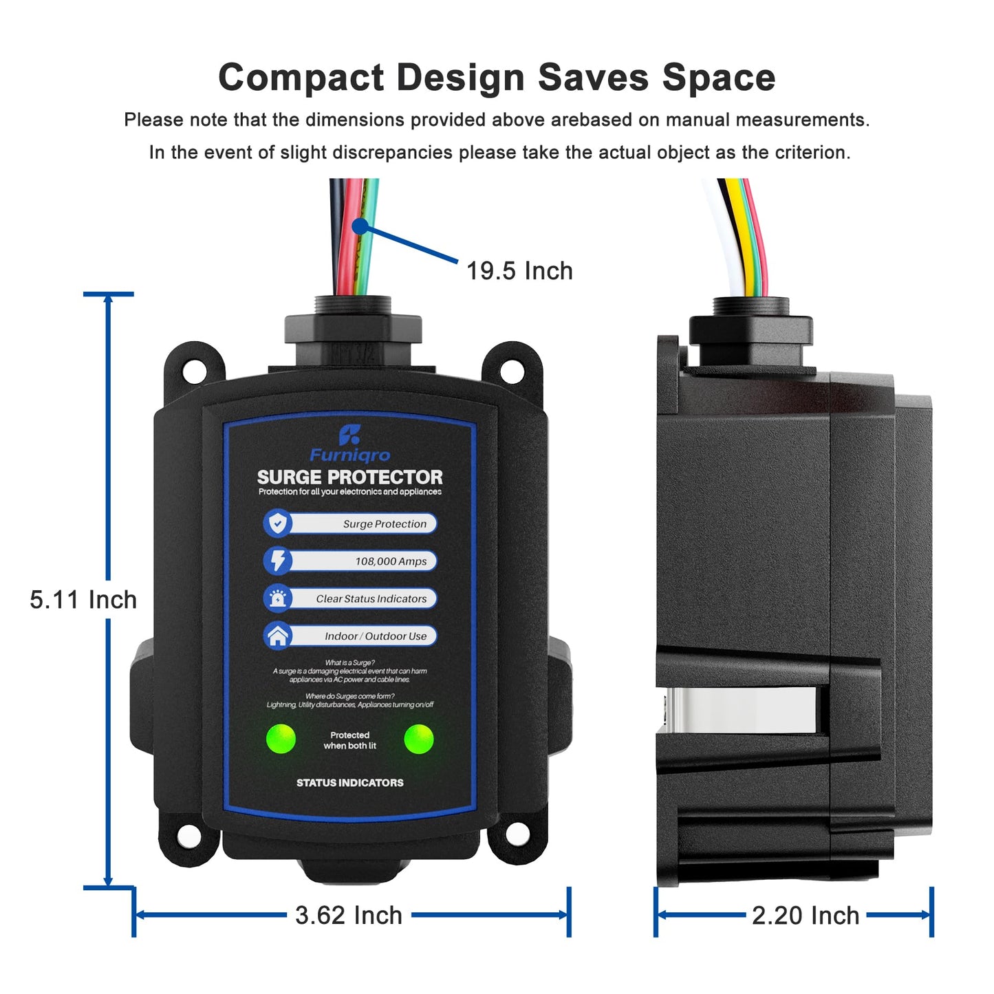 Furniqro FHSPD108S Whole House Surge Protector for 108,000 Amps, Ultimate Surge Protection, Whole Home Surge Protector for Indoor/Outdoor Use