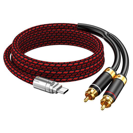 Primeda USB C to RCA Audio Cable Audiophile 4.9FT, Type C to 2RCA Male Jack Y Audio Splitter Cord Adapter for iPhone 16 15 Series,Home Theater, DVD