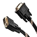 DVI to DVI Cable 50Ft,Nylon Braided DVI-D 24+1 Dual Link Male to Male Digital Video Cable Gold Plated with Ferrite Core Support 2560x1600 for Gaming