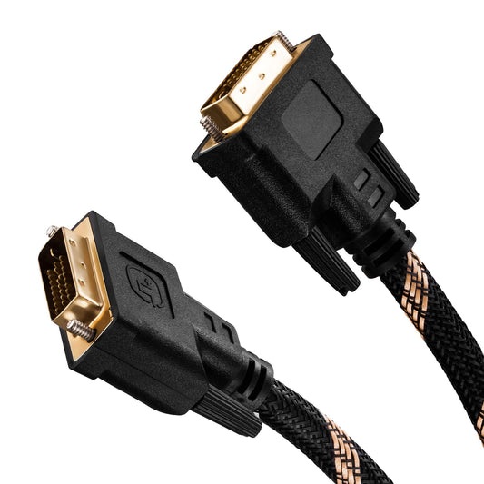DVI to DVI Cable 50Ft,Nylon Braided DVI-D 24+1 Dual Link Male to Male Digital Video Cable Gold Plated with Ferrite Core Support 2560x1600 for Gaming