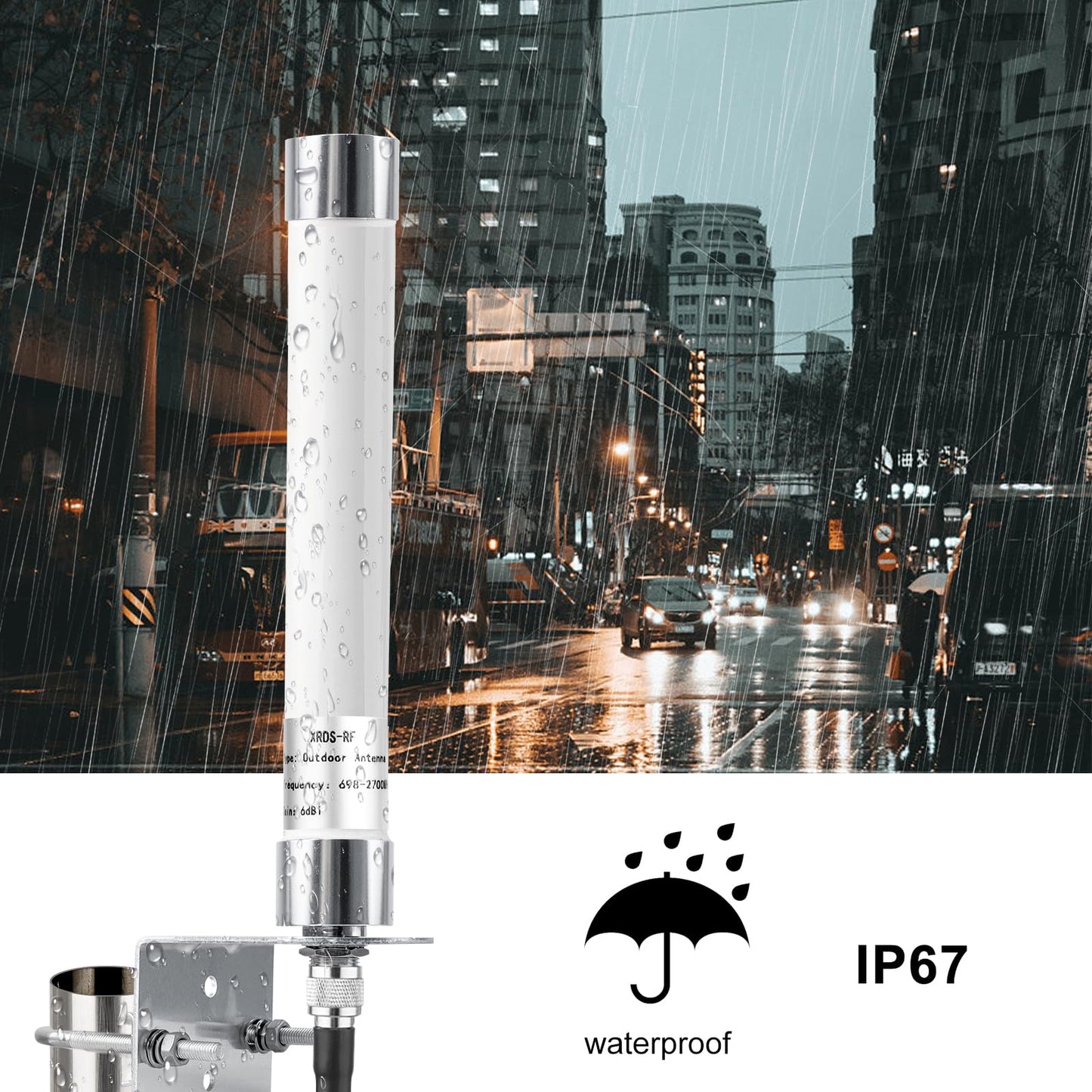 XRDS-RF 4G LTE Antenna 6dBi Omni-Directional Outdoor Fixed Mount Antenna with N Female Connector for Router, Modem, Radio, Signal Amplifier 2PCS