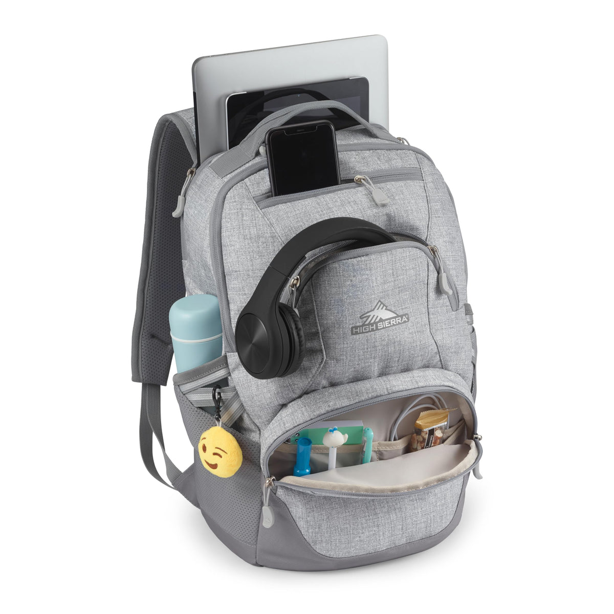 High Sierra Swoop SG Backpack, Travel or Work Laptop Bookbag with Drop Protection Pocket, and Tablet Sleeve, One Size, Silver Heather