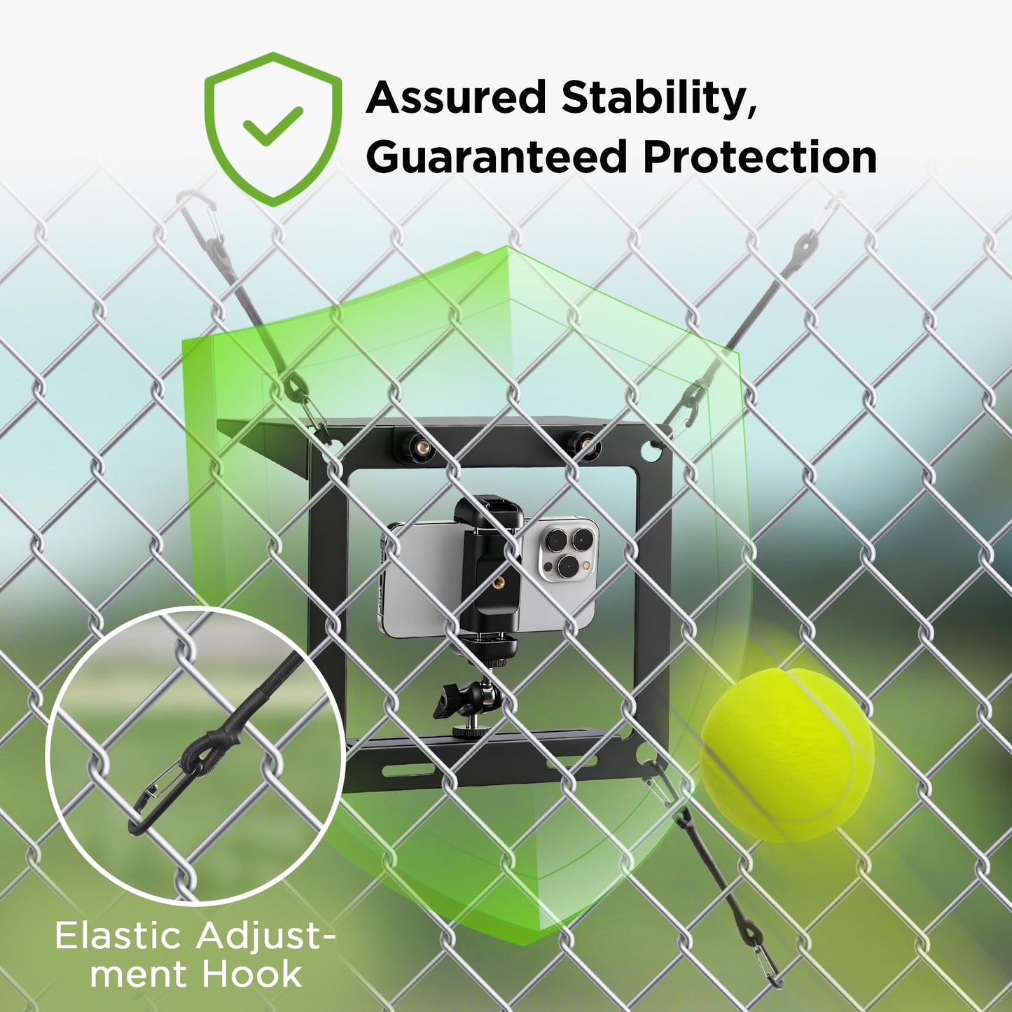 InnoGear Fence Mount for Phone, Flexible Cell Phone Fence Mount with Shade Live Sports Streaming Kit with Swivel Head for Mevo Start, Phones, GoPro