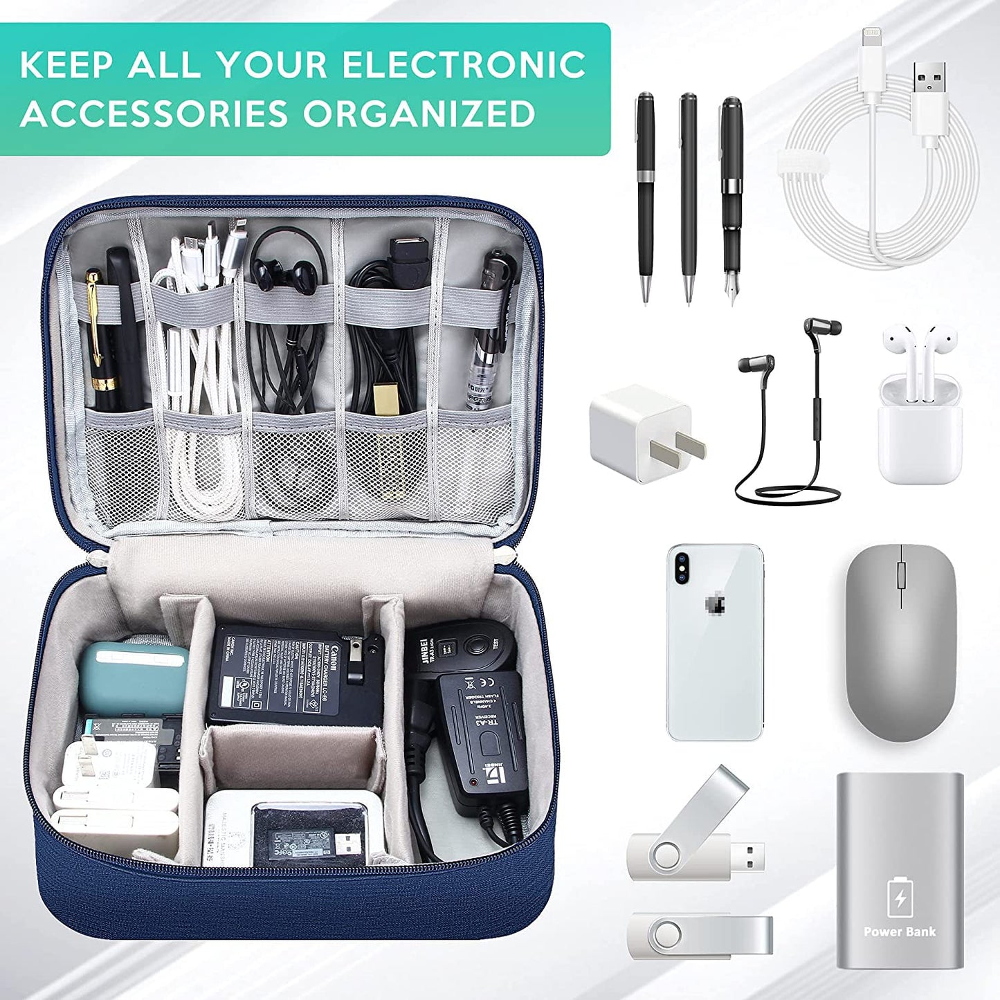 YOUBDM Electronics Organizer Travel Cable Organizer Bag Waterproof Portable Digital Storage Bag Electronic Accessories Case Cable Charger Organizer