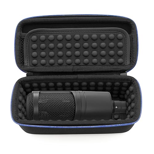 CASEMATIX Padded Microphone Case Compatible with AT2020 USB, AT2020USB Plus, AT2035, AT2050, AT4033A, AT4040, AT4050, ATR2500 USB with Windscreen and