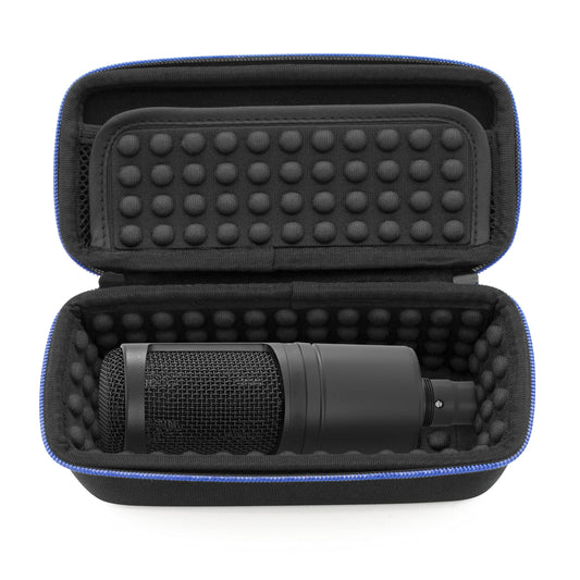 CASEMATIX Padded Microphone Case Compatible with AT2020 USB, AT2020USB Plus, AT2035, AT2050, AT4033A, AT4040, AT4050, ATR2500 USB with Windscreen and