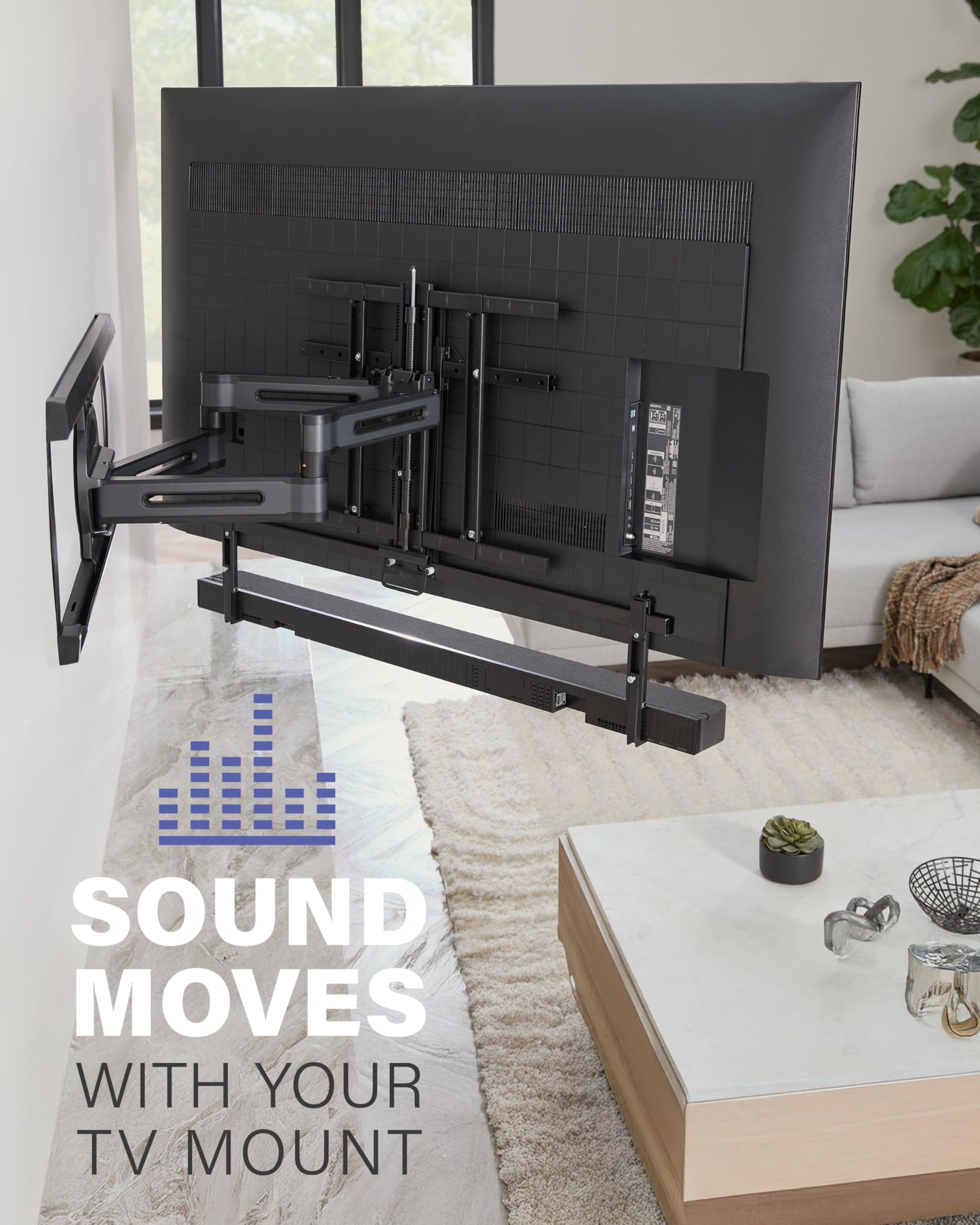 SANUS Height-Adjustable TV Soundbar Mount Compatible with Sony BRAVIA Theater Bar 8 & Bar 9 - Fits TVs 50 to 90 inches - Easy Install with Included