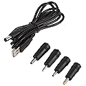 DC Plugs for Small Electronics and Devices Universal 5.5X2.1mm Jack to 4 Plugs 4.0X1.7mm, 3.5X1.35mm, 3.0X1.1mm, 2.5X0.7mm with 1x Cable 5.5X2.1mm