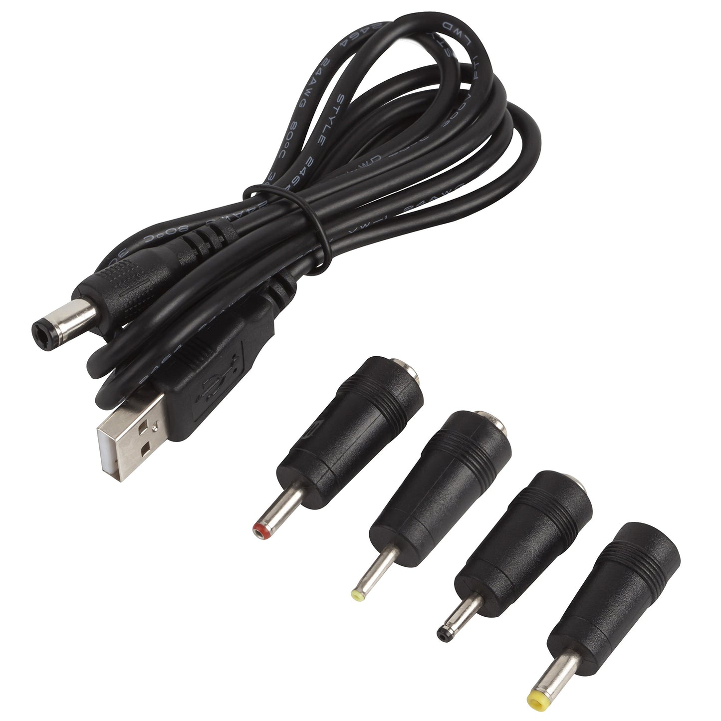 DC Plugs for Small Electronics and Devices Universal 5.5X2.1mm Jack to 4 Plugs 4.0X1.7mm, 3.5X1.35mm, 3.0X1.1mm, 2.5X0.7mm with 1x Cable 5.5X2.1mm