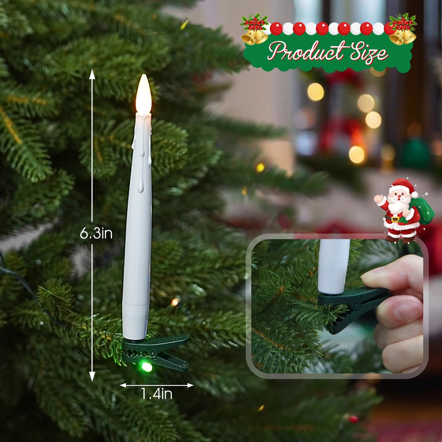 yunsheng 12Pcs Christmas Tree Candles with Remote Timer, Battery Operated LED Flameless Taper Candles Flickering for Xmas Home Wedding Decor Gift