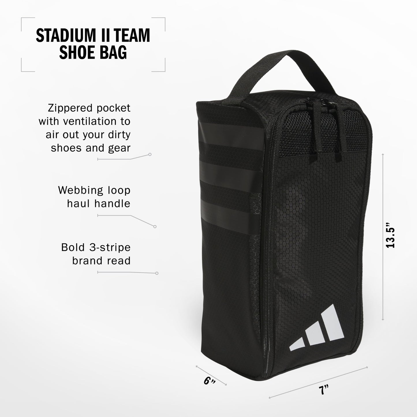 adidas Stadium 2 Team Shoe Bag, Black/White/2, One Size