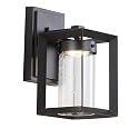 JONATHAN Y 9.75" Black 1-Light Iron and Seeded Glass Outdoor Wall Sconce, Modern Cube Design for Entryway Porch or Patio, Farmhouse Industrial, ETL