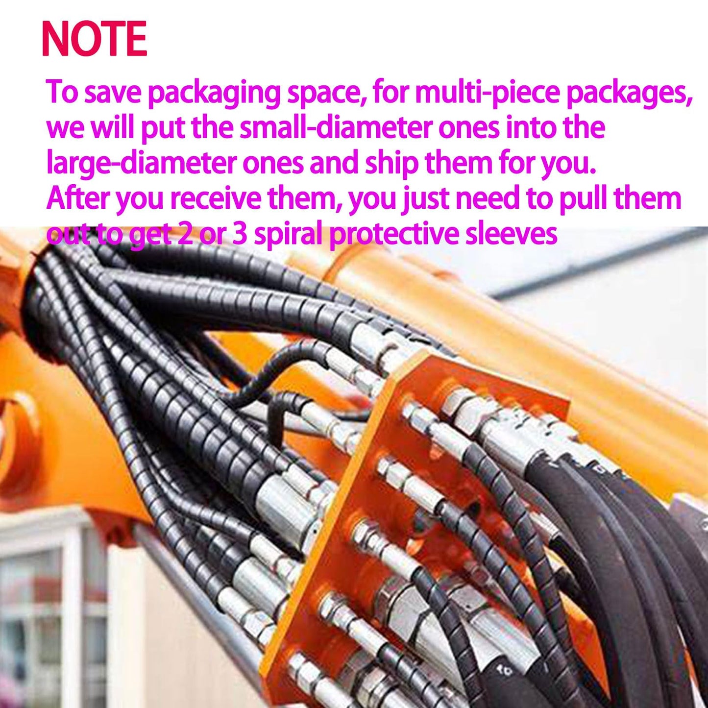 3PCS Spiral Wrap Cable Protector 1.25+1.58+2in OD x 10ft Pre-Cut Lengths Safe Hose Protector to Avoid Wear Extend Life for Hydraulic Pneumatic Hose