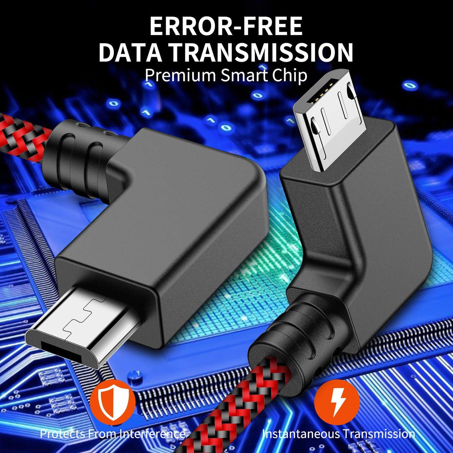 1FT 90 Degree Micro USB to Micro USB Android Phone Tablet OTG Data Cable Right Angle Connector Wire Cord for DJI Spark, Mavic Pro, Platinum, Air, 2
